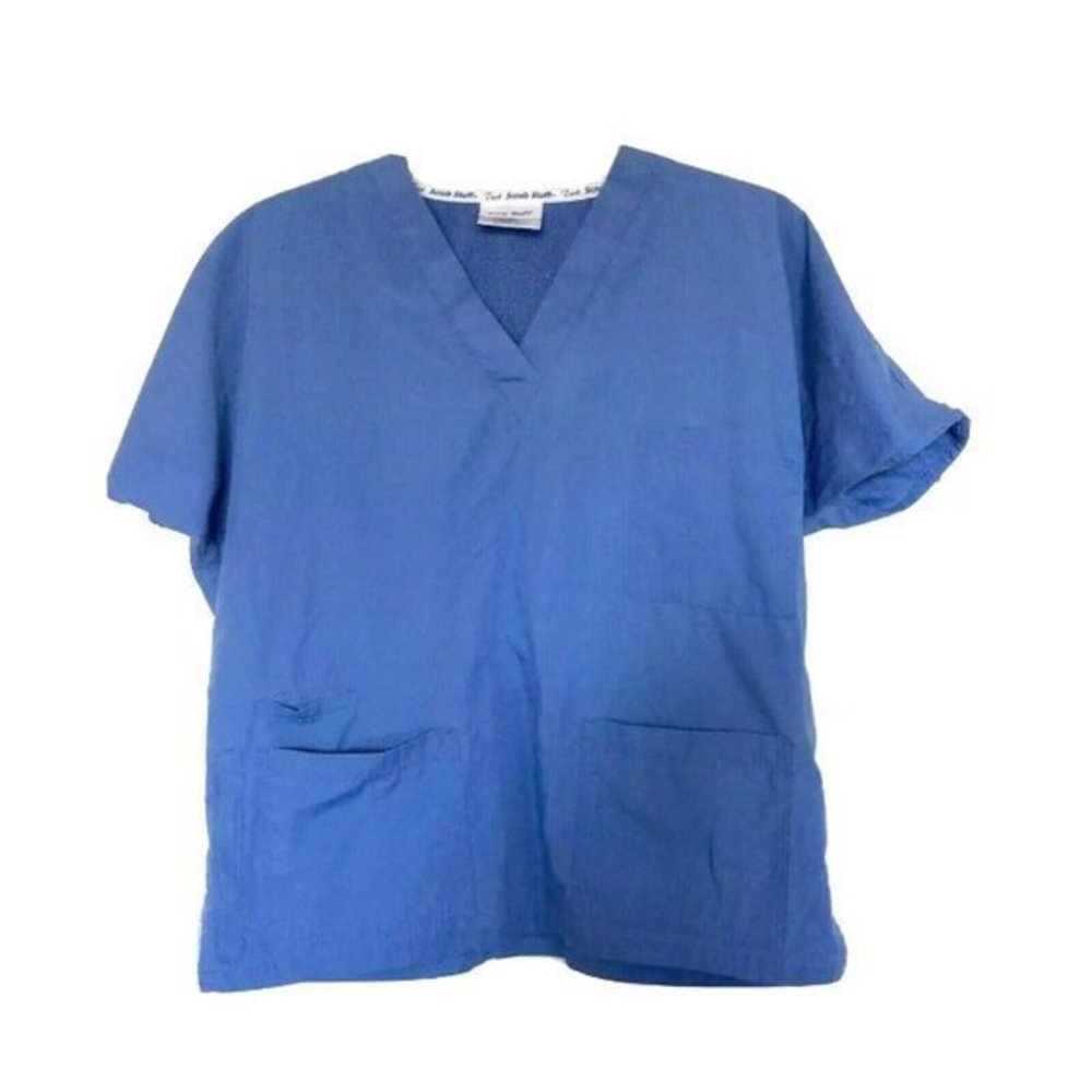 Medical Uniform Scrub Size Medium Stuff Tech Top Blue Short Sleeve Unisex